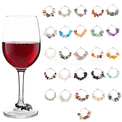 1 Set Gemstone Chips Wine Glass Charms, with Brass Rings, 30~34mm, 26pcs/set(AJEW-GL0001-67)