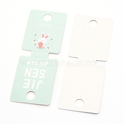 Paper Hair Ties Display Cards, Rectangle, Aquamarine, Rabbit Pattern, 9.5x3.5x0.04cm, 100pcs/bag(DIY-WH0199-89D)