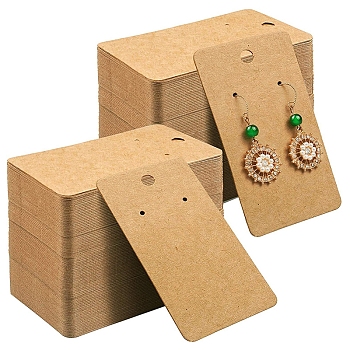 Kraft Paper Single Earring Display Cards with Hanging Hole, Rectangle, Wheat, 9x5cm