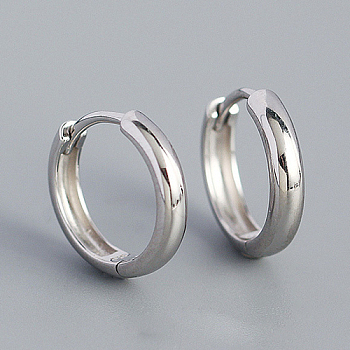 Rhodium Plated Plain 925 Sterling Hoop Earrings, Ring, Platinum, 3mm, Inner Diameter: 6mm