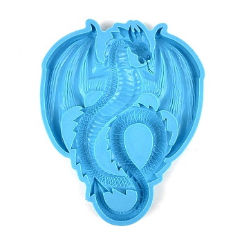 DIY Dragon Wall Decoration Silicone Molds, Resin Casting Molds, for UV Resin, Epoxy Resin Craft Makings, Deep Sky Blue, 260x208x21mm