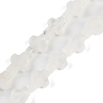 Natural Quartz Crystal Beads Strands, Rock Crystal Cross, 13.5x9.5x4.5mm, Hole: 0.7mm, about 28pcs/strand, 15.55''(39.5cm)