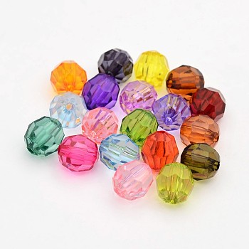 Faceted Transparent Acrylic Round Beads, Mixed Color, 8mm, Hole: 1.5mm