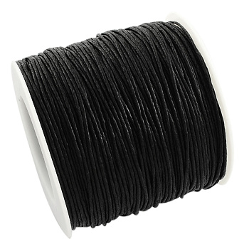 Waxed Cotton Thread Cords, Black, 1mm, about 10.93 yards(10m)/roll