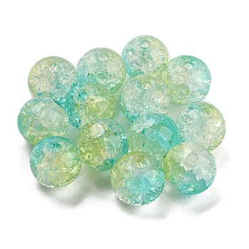 Transparent Spray Painting Crackle Glass Beads, Round, Light Sky Blue, 10mm, Hole: 1.6mm, 200pcs/bag