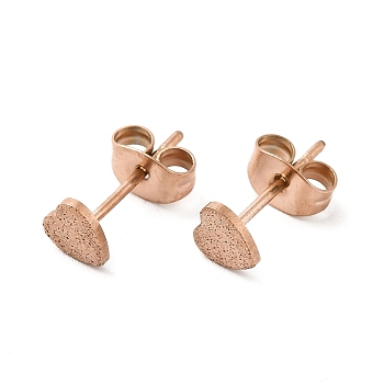 Ion Plating(IP) 304 Stainless Steel Haart Stud Earrings for Women, Rose Gold, 5x5mm, Pin: 0.8mm