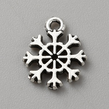 Alloy Pendants, Snowflake, Antique Silver, 13x11x1.5mm, Hole: 1.4mm