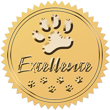 Self Adhesive Gold Foil Embossed Stickers, Medal Decoration Sticker, Paw Print, 5x5cm