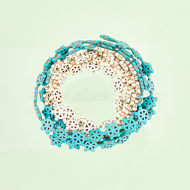4 Strands 2 Colors Ocean Theme Synthetic Turquoise Beads Strands(G-FH0001-93)-5