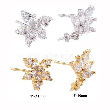 4 paire de 2 boucles d'oreilles en laiton micro pavé clair en zircone cubique(KK-ZZ0001-06)-2