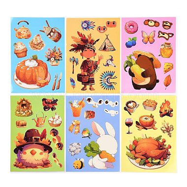 6Pcs Thanksgiving Day Paper Self-Adhesive Picture Stickers(STIC-C010-32)-2