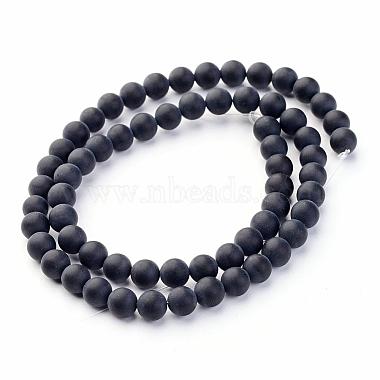 Grade A Natural Black Agate Beads Strands(G447-3)-2