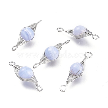 Round Blue Lace Agate Links