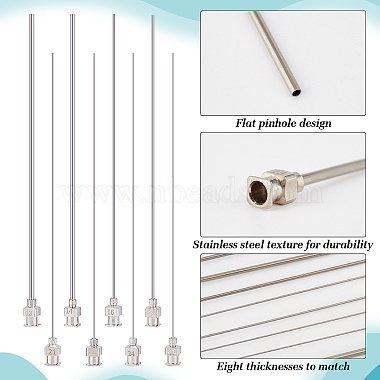 8pièces 8 style 304 aiguille de distribution à pointe émoussée en acier inoxydable avec Luer Lock en laiton(FIND-FG0002-98)-4