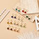 10 Pairs 10 Colors Glass Rhombus Dangle Leberback Earrings(EJEW-JE05073)-2