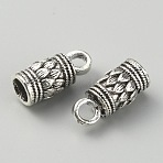Zinc Alloy Cord End, Column, Antique Silver, 16.5x7.5mm, Hole: 3mm, Inner Diameter: 5mm(FIND-WH0144-86B-AS)