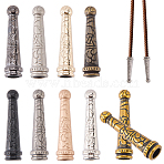 18Pcs 9 Colors Retro Zinc Alloy Cord Ends, Cone, Mixed Color, 30.5x8mm, Inner Diameter: 4.6mm, 2pcs/color(FIND-CL0002-32)