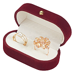 1Pc Rectangle Velvet Couple Rings Box, with Flip Cover, for Jewelry Storage Organizer Display Gift Packaging, FireBrick, 7.5x4.4x3.4cm, 1pc/set(CON-BBC0001-20A)