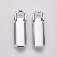 Alloy Zipper Puller, Garment Accessories, Plated Chrome Color, 28.5mm, Hole: 5x5.5mm(PALLOY-WH0065-14A-03)