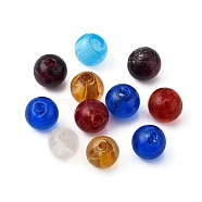 Handmade Silver Foil Glass Beads, Round, Colorful, about 12mm in diameter, hole: 1~2mm(X-SLR12MMY-1)