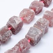 Natural Strawberry Quartz Beads Strands, Nuggets, 18~37x12~30mm, Hole: 2mm, about 16~17pcs/strand, 16.5 inch~17.3 inch(42~44cm)(G-K203-66)