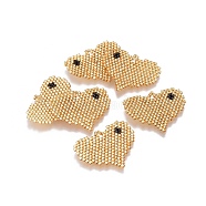 MIYUKI & TOHO Handmade Japanese Seed Beads Pendants, Loom Pattern, Heart, Goldenrod, 23~24x29~30x1.7mm, Hole: 2mm(SEED-A029-EA04)