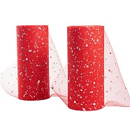 Glitter Sequin Deco Mesh Ribbons, Tulle Fabric, Tulle Roll Spool Fabric For Skirt Making, Dark Red, 6 inch(15cm), about 25yards/roll(22.86m/roll)(OCOR-P010-B-C17)