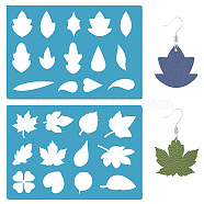 Acrylic Earring Handwork Template, Card Leather Cutting Stencils, Deep Sky Blue, Leaf Pattern, 130x90x2mm, 2pcs/set(DIY-WH0359-023)