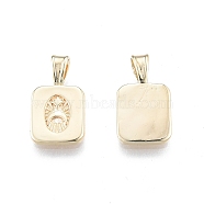 Brass Pendants, Rectangle with Star & Moon, Real 18K Gold Plated, 17.8x9.9x3.9mm, Hole: 2.5x3.9mm(X-KK-G432-15G)