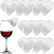 Acrylic Mirror Wine Glass Charms, Goblet Marker, Silver, Heart, 45x50x1.5mm, 20pcs/box(AJEW-SC0002-53B-02)