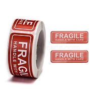 Fragile Stickers Handle with Care Warning Packing Shipping Label, Red, 25.3x76mm, 150pcs/roll(DIY-E023-04)