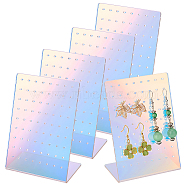 72-Hole Laser Acrylic Slant Back Earring Display Stands, Rectangle Jewelry Organizer Holder for Earring Storage, Colorful, 8x4.7x11cm, Hole: 1.6mm(EDIS-WH0022-21C)