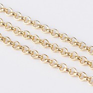Iron Rolo Chains, Belcher Chain, Unwelded, with Spool, Long-Lasting Plated, Light Gold, 2x1mm(CH-S066-01)