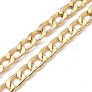 Aluminium Curb Chains, Cuban Link Chains, Unwelded, with Spool, Golden, 13x8x2.3mm, about 16.40 Feet(5m)/Roll(CHA-CJC0001-01G)