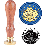 Brass Wax Seal Stamp with Handle, for DIY Scrapbooking, Cat Pattern, 3.5x1.18 inch(8.9x3cm)(AJEW-WH0184-0247)
