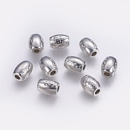 CCB Plastic Beads, Barrel with Flower, Platinum, 12.5x16mm, Hole: 5mm(CCB-G006-055P)