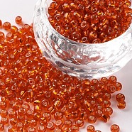 8/0 Glass Seed Beads, Silver Lined Round Hole, Round, Dark Orange, 3mm, Hole: 1mm, about 2222pcs/100g(X1-SEED-A005-3mm-29B)