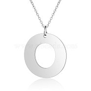 201 Stainless Steel Initial Pendants Necklaces, with Cable Chains, Letter, Letter.O, 17.7 inch(45cm)x1.5mm, letter: 30x30x1.5mm(NJEW-S069-JN005-O)