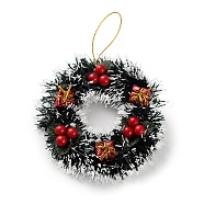 Christmas Wreath PVC Pendant Decorations, for Christmas Tree Hanging Ornaments, Red, 175mm, Wreath: 125x20mm.(HJEW-R100-01D)