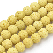 Synthetic Lava Rock Beads Strands, Dyed, Round, Champagne Yellow, 8~8.5mm, Hole: 1mm, about 47pcs/strand, 14.96 inch(38cm)(X-G-S277-8mm-18)