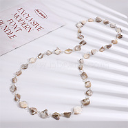 Summer Beach Glass & Natural Shell Nuggets Beaded Long Necklaces for Women, Blanched Almond, 45.67 inch(116cm)(NJEW-H047-09)