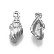 304 Stainless Steel Pendants, Spiral Shell Shape, Stainless Steel Color, 18x7.5x4mm, Hole: 2mm(STAS-N099-32)