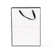 Rectangle Paper Bags, with Handles, for Gift Bags and Shopping Bags, White, 40x30x0.6cm(CARB-F007-01H-01)