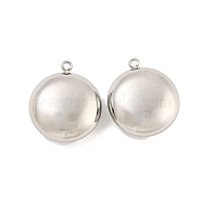 304 Stainless Steel Pendants, Flat Round Charm, Stainless Steel Color, 17.5x15x6.5mm, Hole: 1.2mm(STAS-P356-19P)