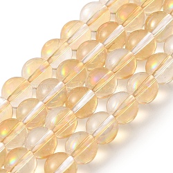 Transparent Electroplate Glass Beads Strands, Pearl Luster Plated, Round, Bisque, 6mm, Hole: 0.8mm, about 67pcs/strand, 14.84~15.16''(37.7~38.5cm)(GLAA-T032-T6mm-C13)