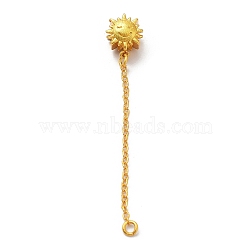 Brass Cable Chain Extender, End Chains with Chain Tabes, Golden, Sun, 65x2mm, Hole: 4mm(KK-Q774-01G-01)