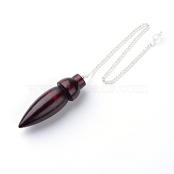 Wood Pointed Dowsing Pendulums, with Iron Cross Chains, Coconut Brown, 9.84”(25cm), Hole: 2mm(WOOD-Q023-05)