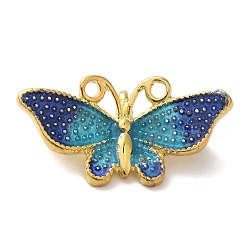 Rack Plating Brass Enamel Slide Charms, Long-Lasting Plated, Cadmium Free & Lead Free, Butterfly, Real 18K Gold Plated, 22.5x11.5x5mm, Hole: 1.4mm(KK-P276-35G)