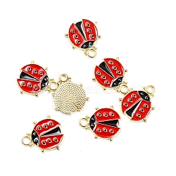 Alloy Enamel Pendants, Ladybird Charm, Golden, 18.8x12mm(PW-WG72677-01)