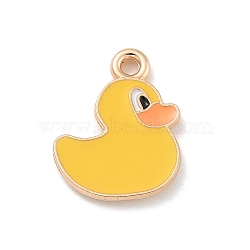 Alloy Enamel Pendants, Light Gold, Cadmium Free & Lead Free, Duck Charm, Gold, 15x12.5x1.5mm, Hole: 1.5mm(ENAM-A008-25KCG)